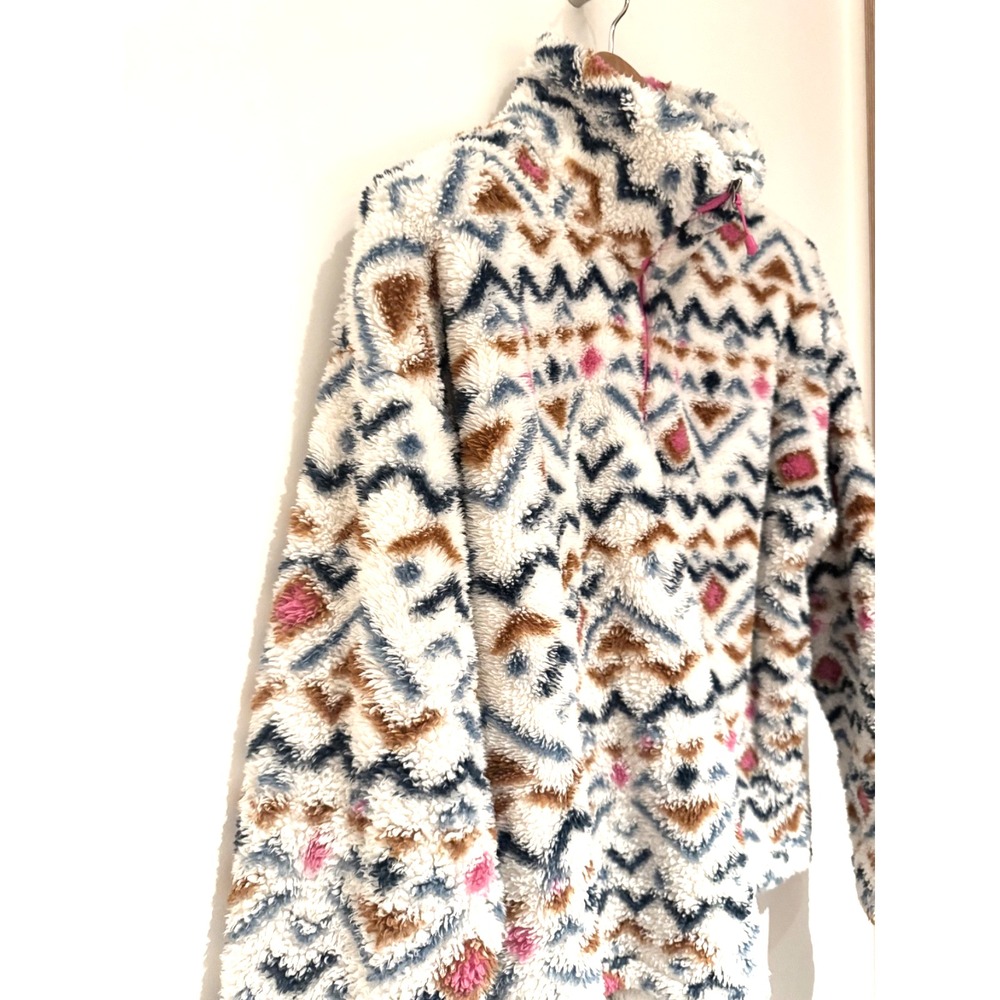 Eddie Bauer Ladies‎ Plush Fleece 1/4 Zip AZTEC Womens Sz XL Western Outdoor Hike